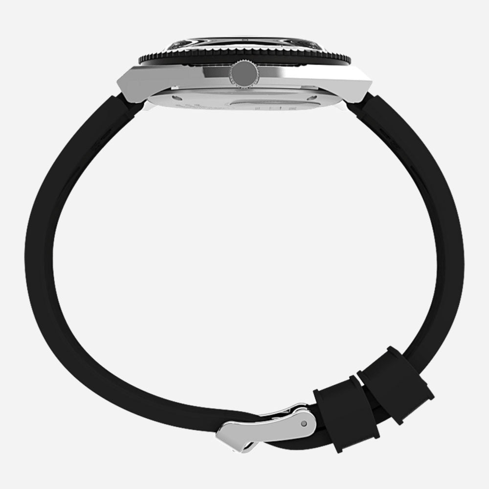 Timex - Q Timex 38mm Synthetic Rubber - Stainless Steel Black
