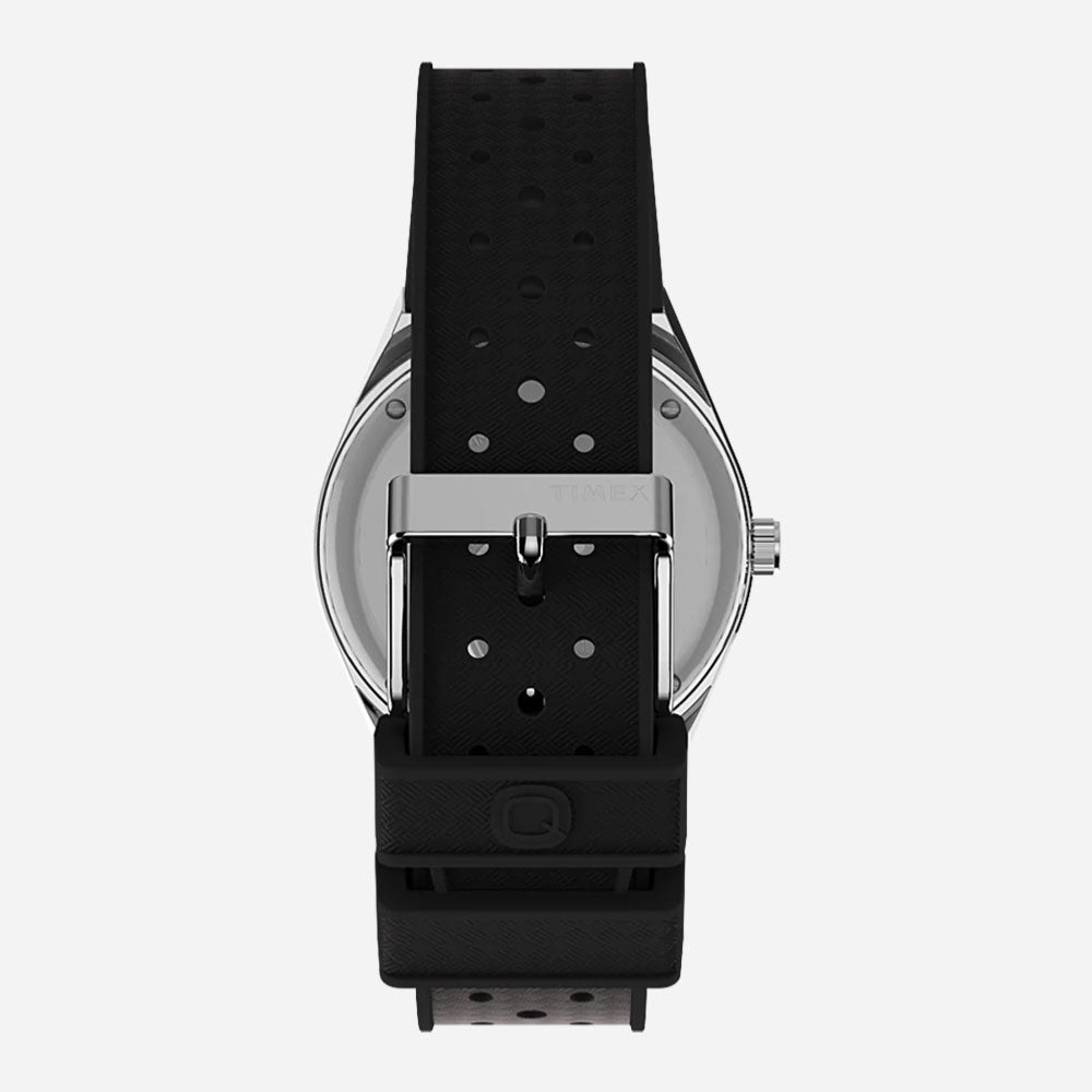 Timex - Q Timex 38mm Synthetic Rubber - Stainless Steel Black